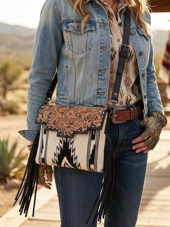 American Darling Handbags - American Darling Heritage Saddle Blanket Fringe Western Crossbody